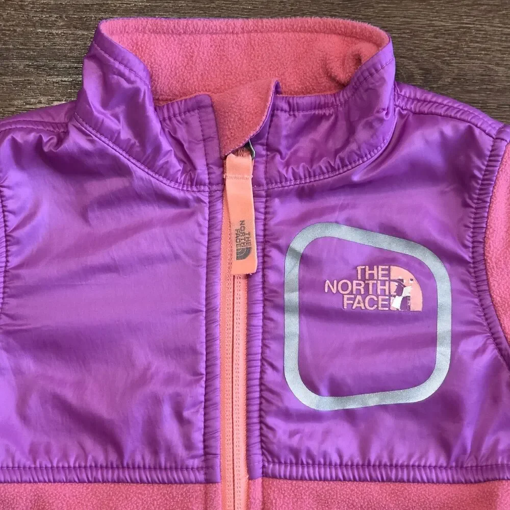 The North Face Fleece Jacket Pink Infant 6-12M Zip Logo Baby Girl Purple